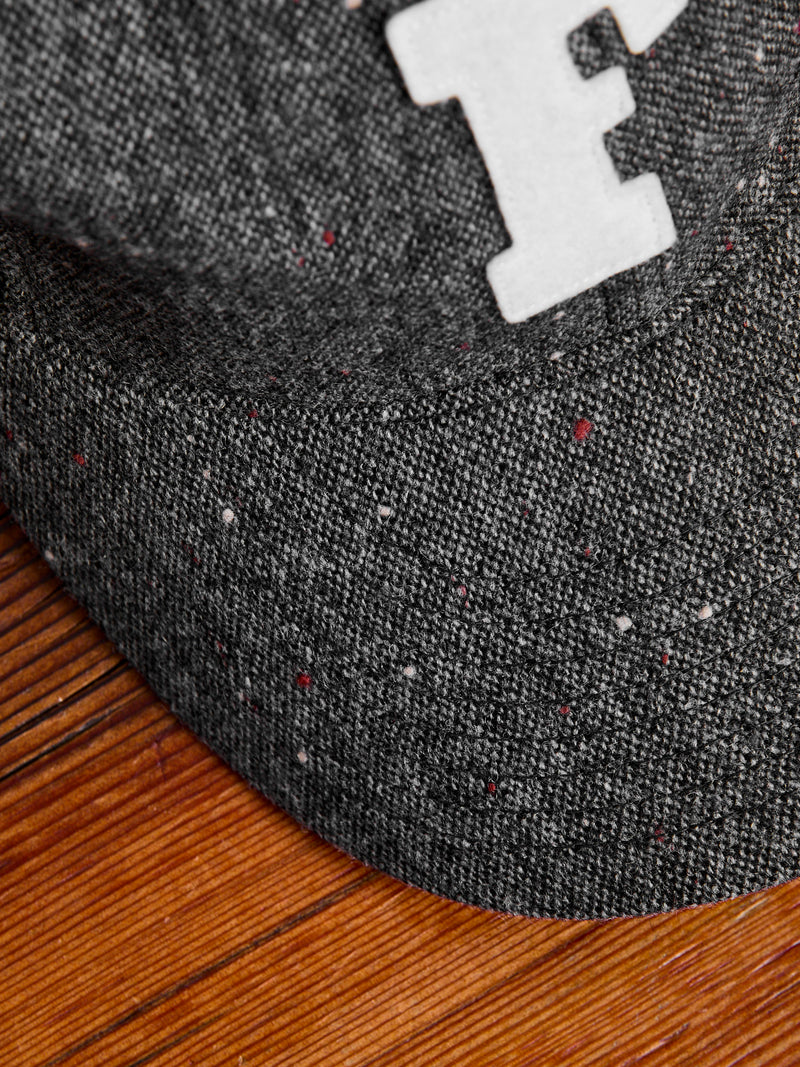 Patch Tweed Baseball Cap in Charcoal