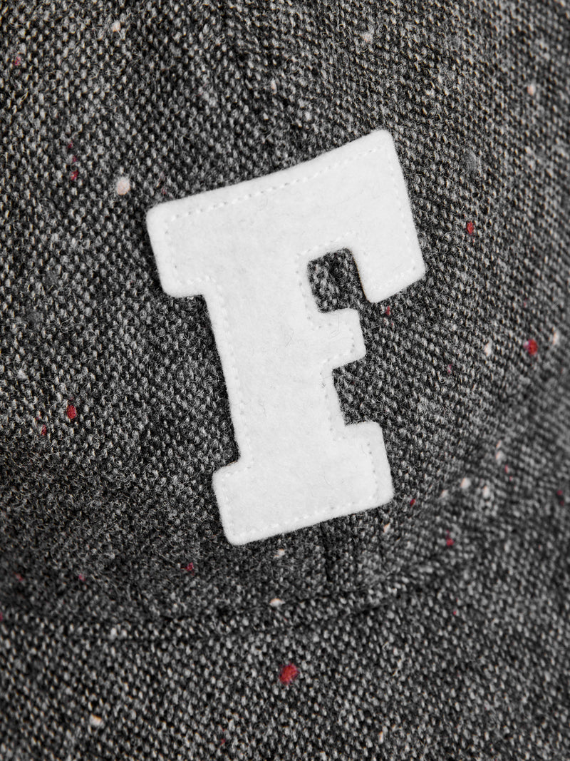 Patch Tweed Baseball Cap in Charcoal