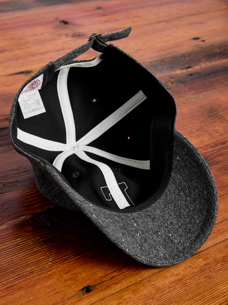 Patch Tweed Baseball Cap in Charcoal