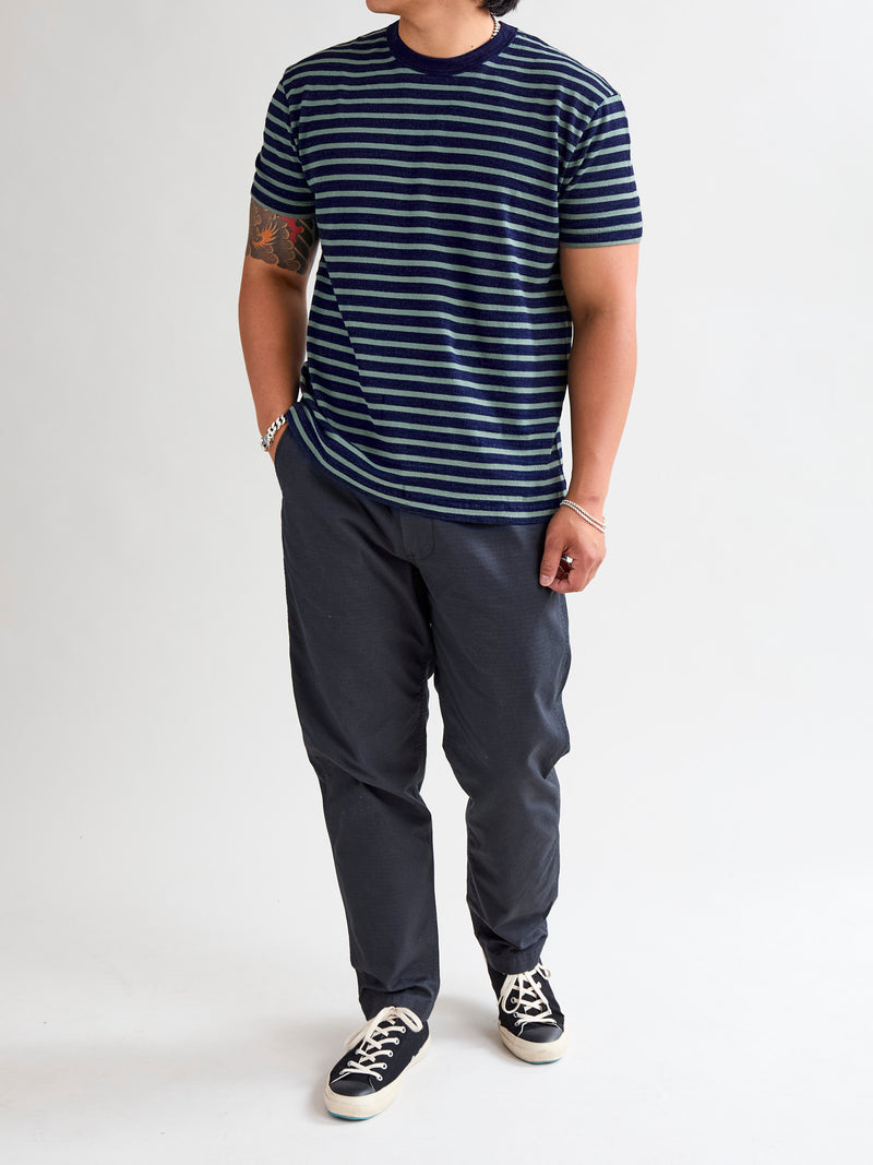 Heavyweight Striped T-shirt in Indigo x Olive