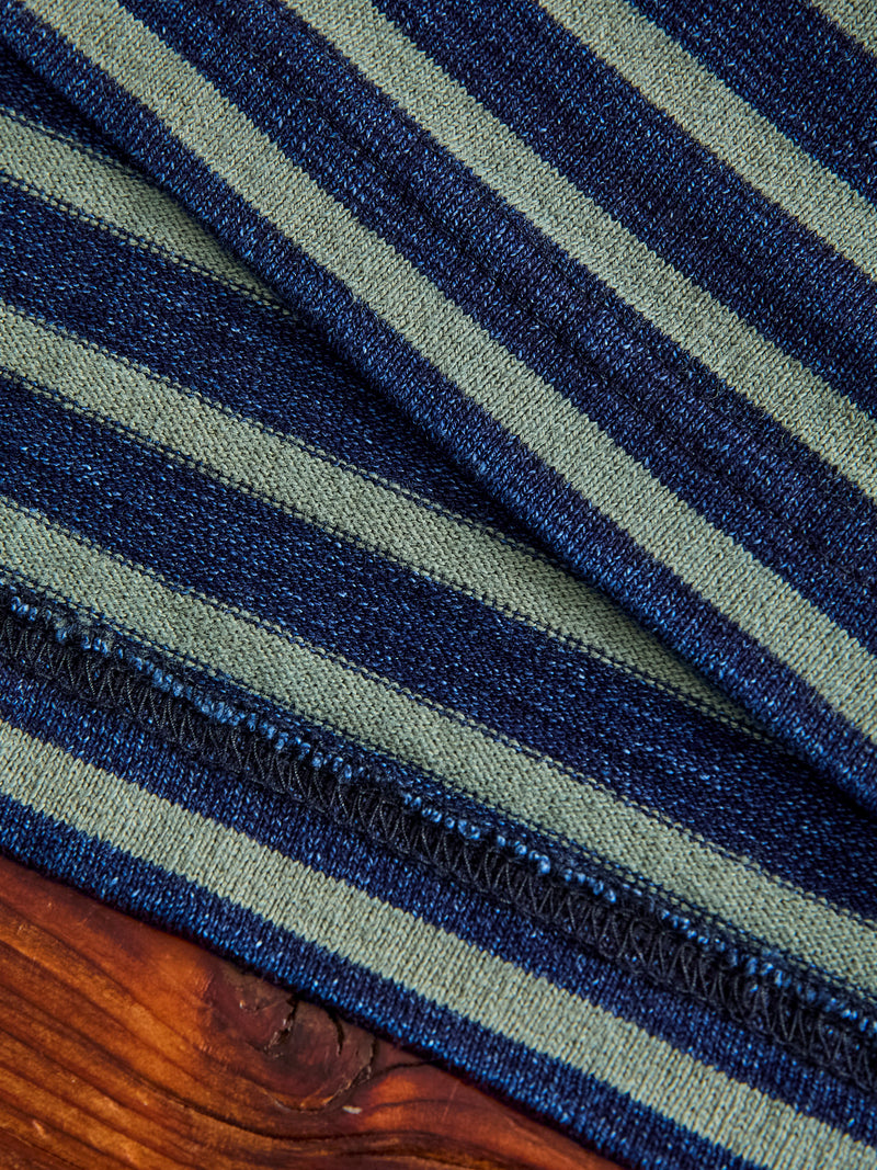 Heavyweight Striped T-shirt in Indigo x Olive