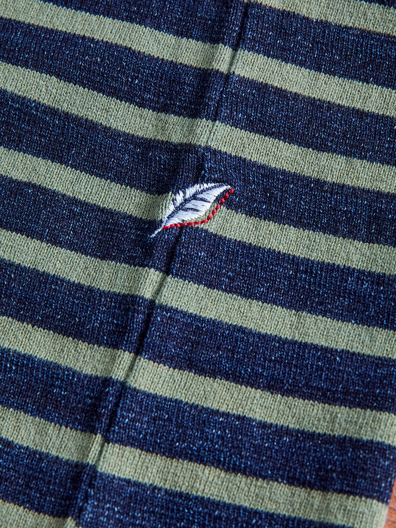 Heavyweight Striped T-shirt in Indigo x Olive
