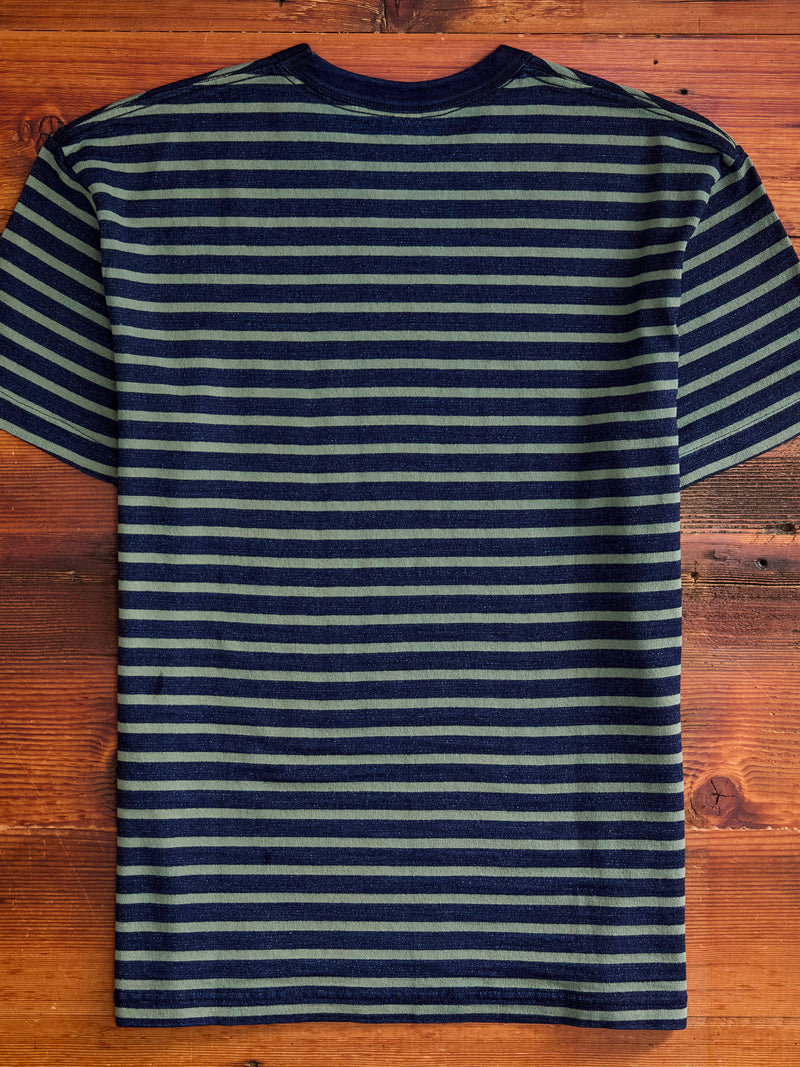 Heavyweight Striped T-shirt in Indigo x Olive