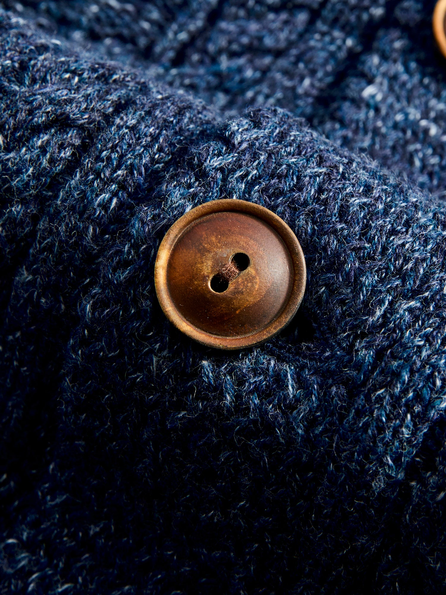 Aran-Knit Shawl Collar Cardigan in Navy Heather – Blue Owl Workshop