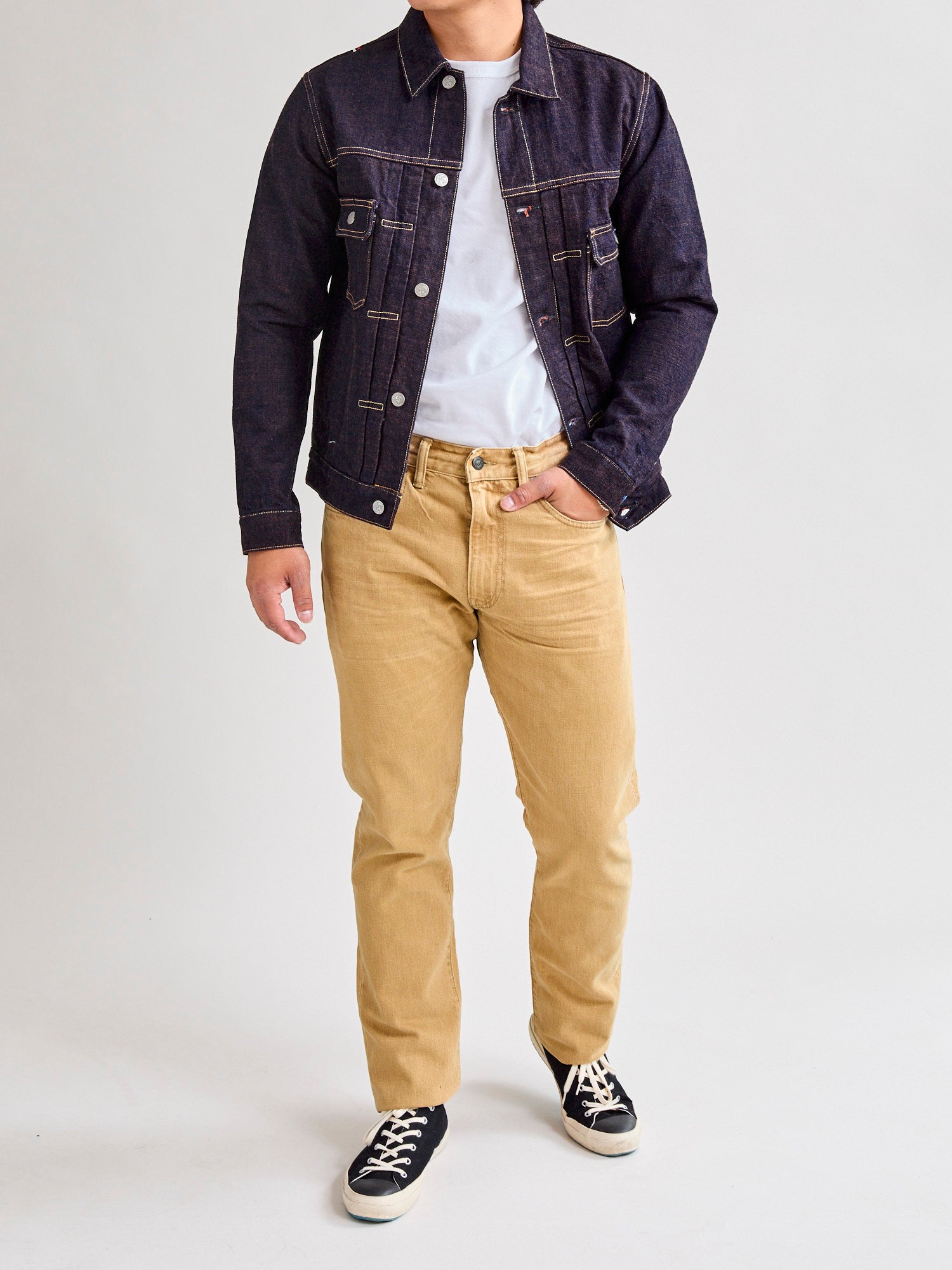 Vintage Tan 13.6oz Washed Denim - High Slim Fit – Blue Owl Workshop
