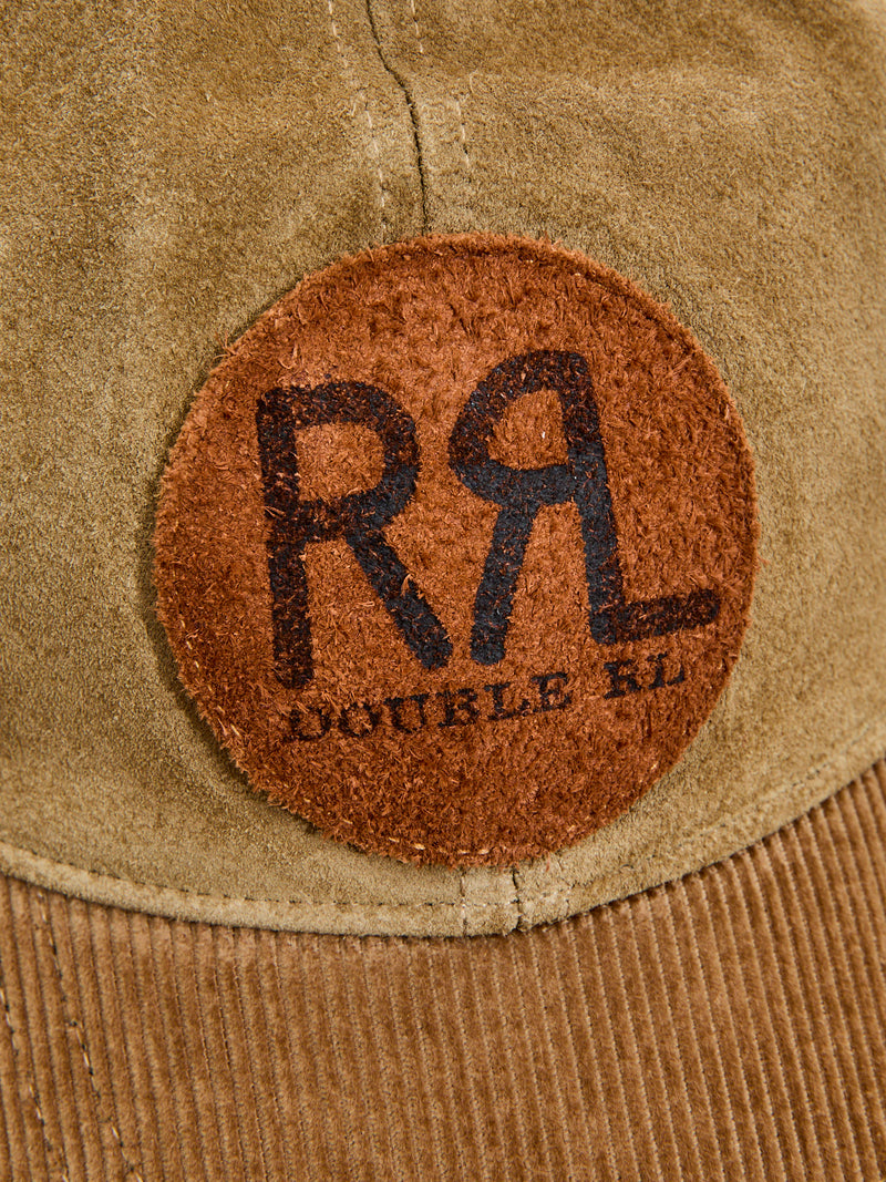 Ranch Logo Suede Cap in Tan