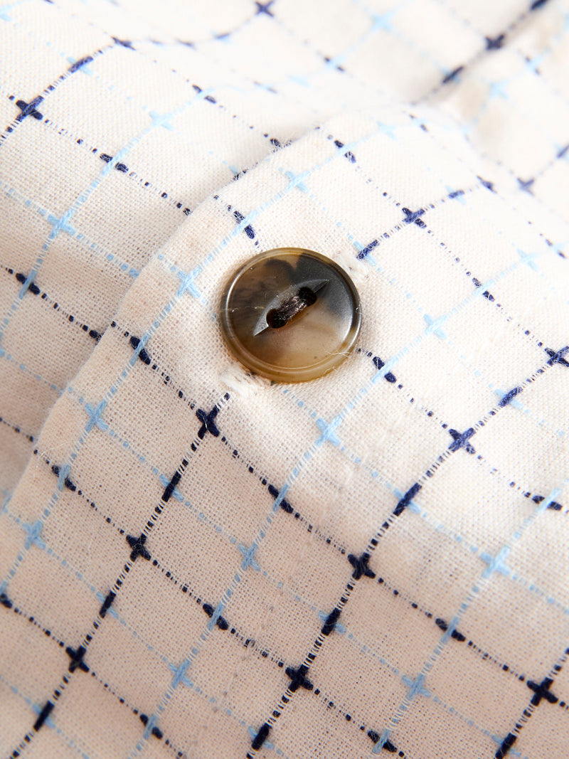"Sashiko Grid" Oxford Shirt in Natural
