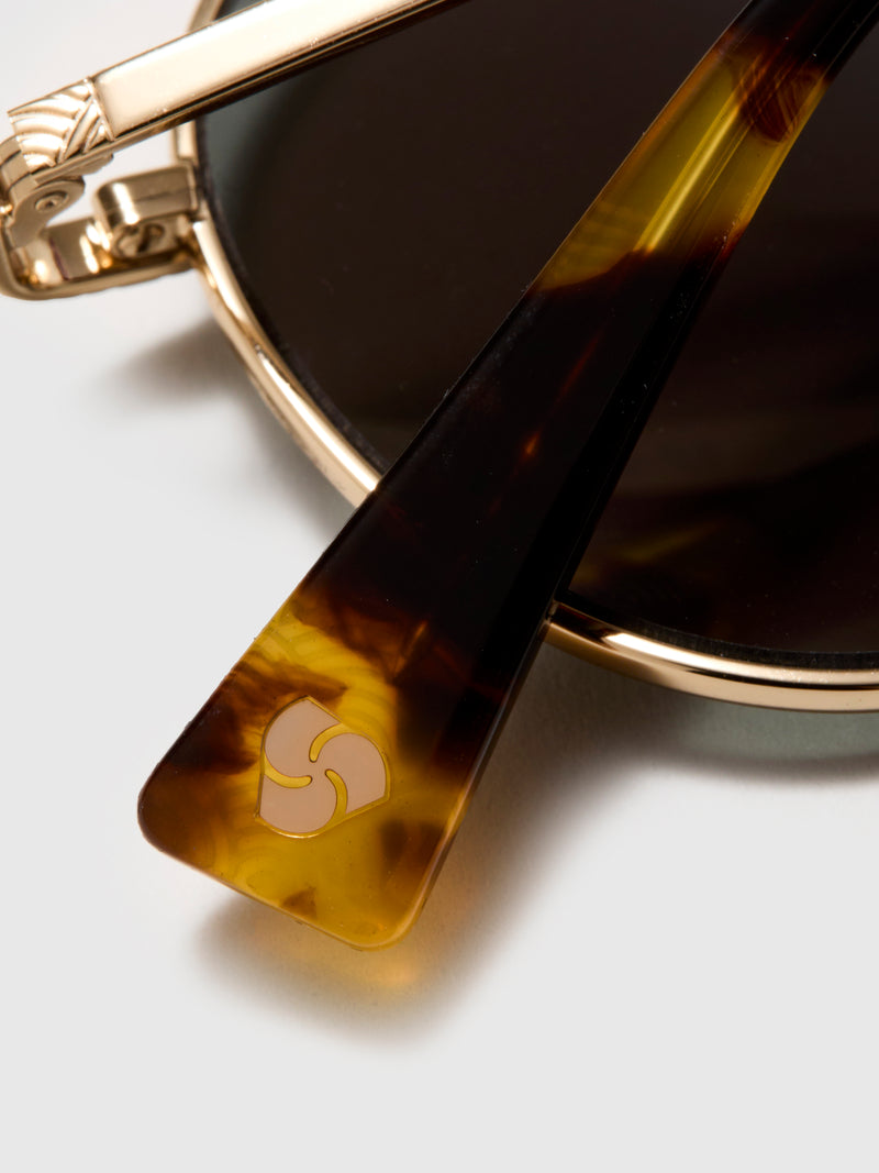 SP-04 "Steel Panto" Sunglasses in Gold/Green