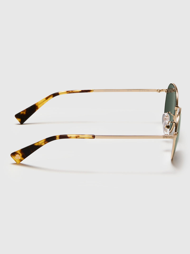 SP-04 "Steel Panto" Sunglasses in Gold/Green