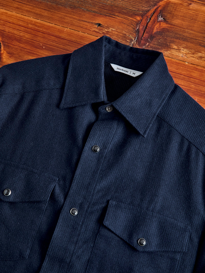 Snap Western Shirt in Midnight Shadow Stripe