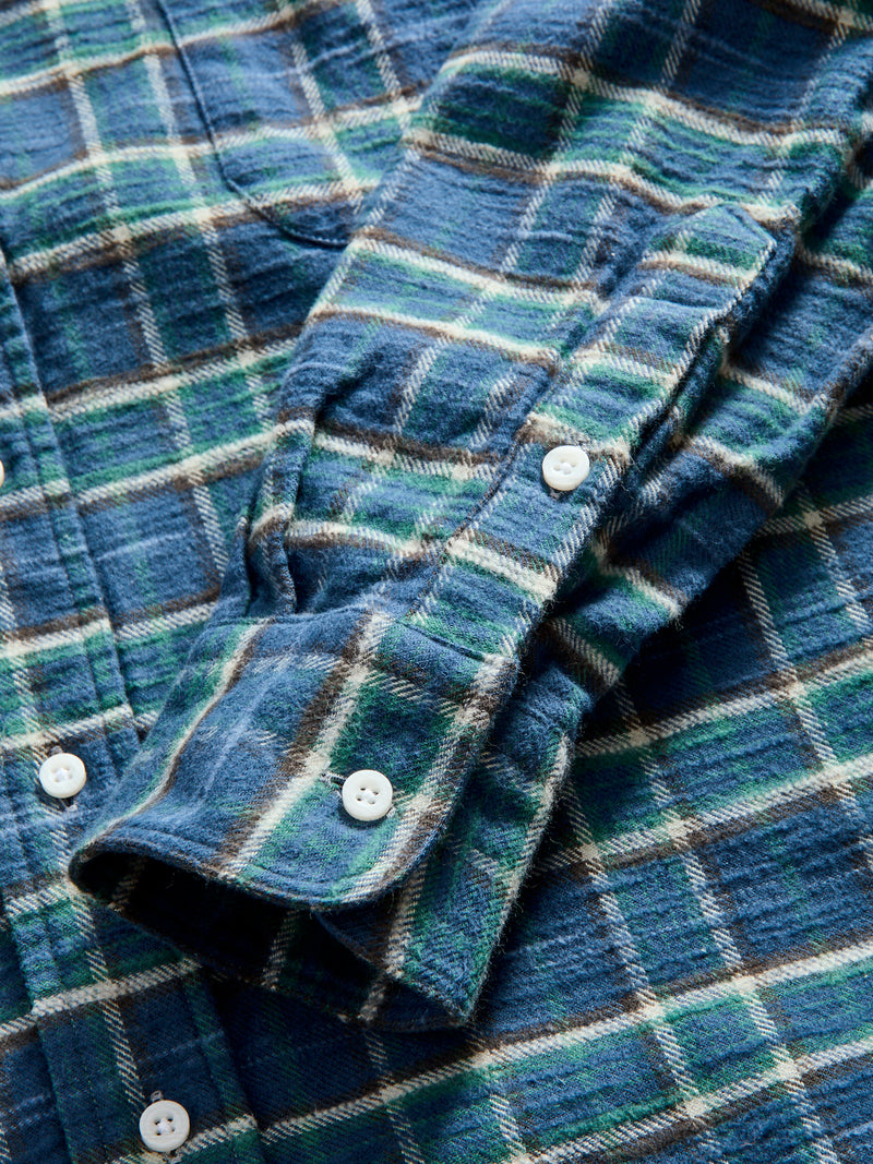 Cotton Slub Check Flannel in Blue
