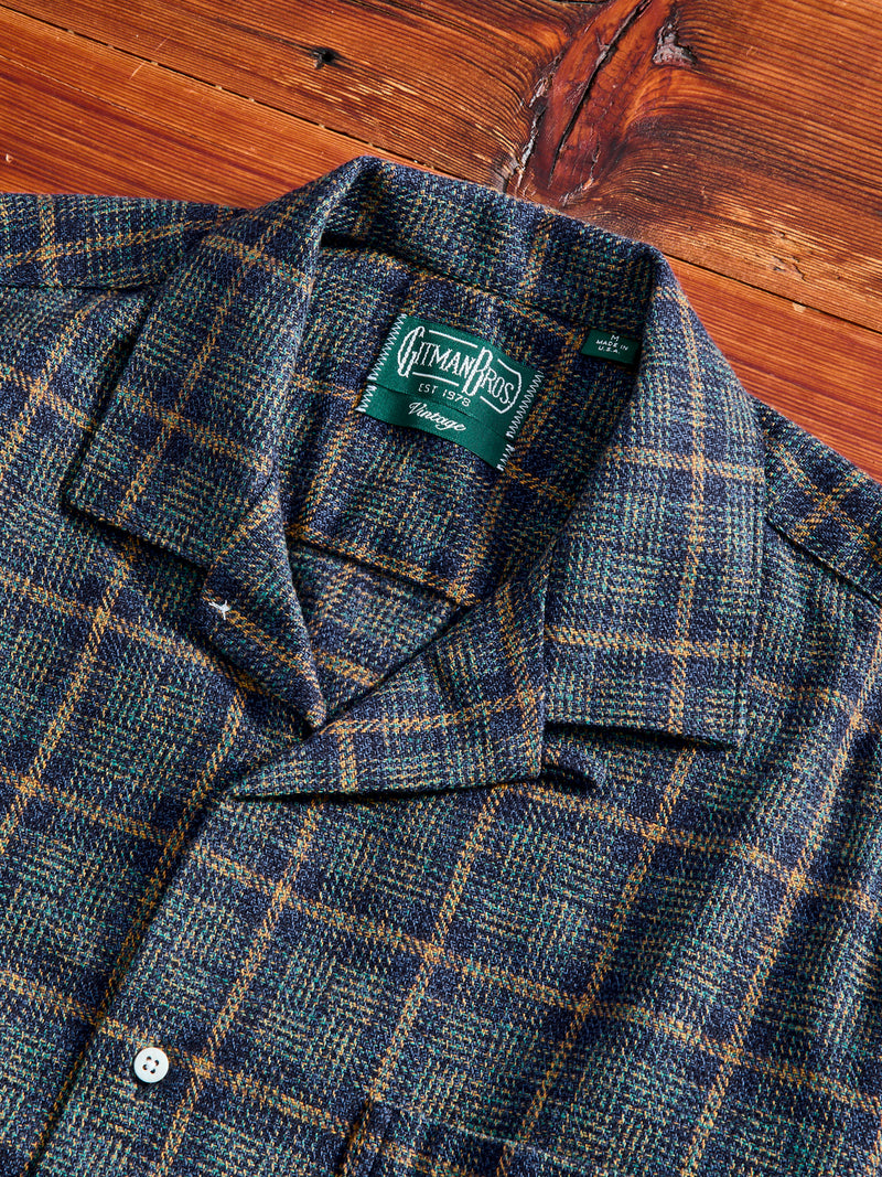 Cotton Tweed Camp Shirt in Blue