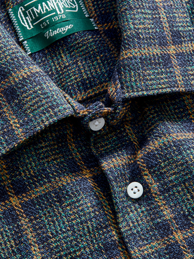 Cotton Tweed Camp Shirt in Blue