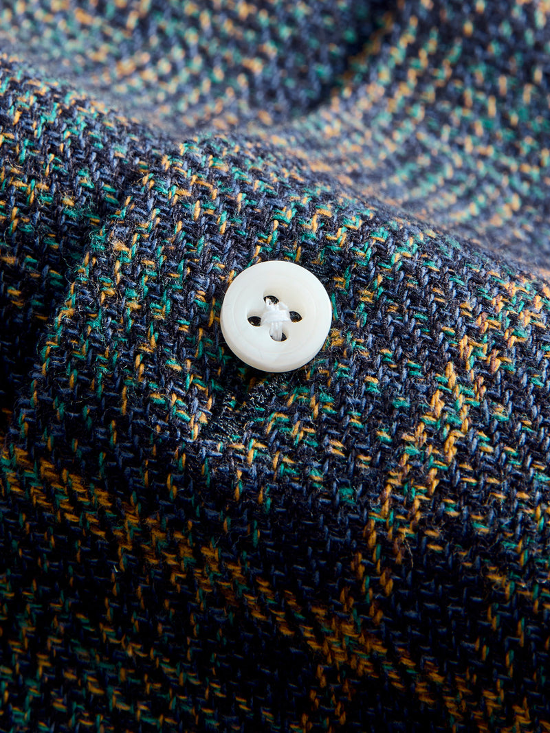 Cotton Tweed Camp Shirt in Blue