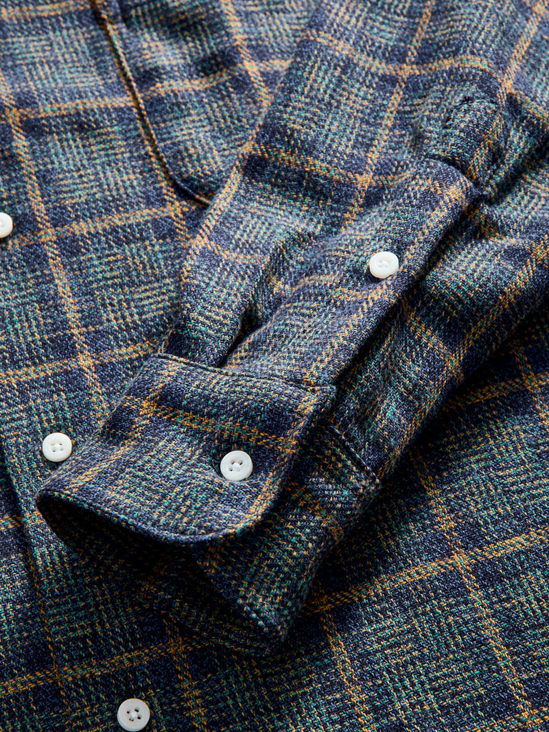 Cotton Tweed Camp Shirt in Blue