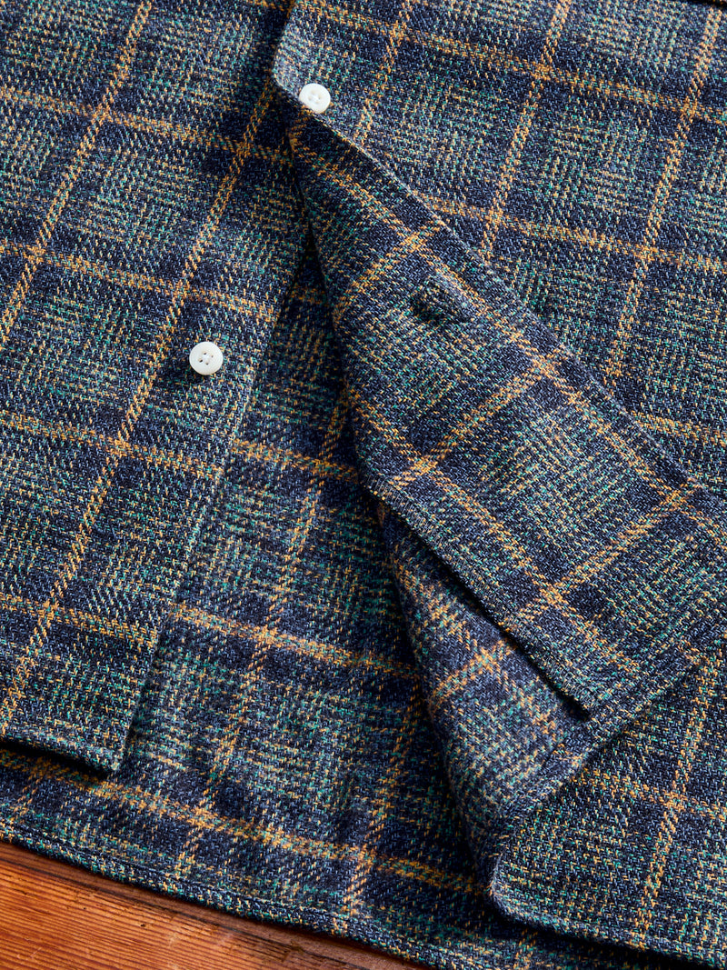Cotton Tweed Camp Shirt in Blue