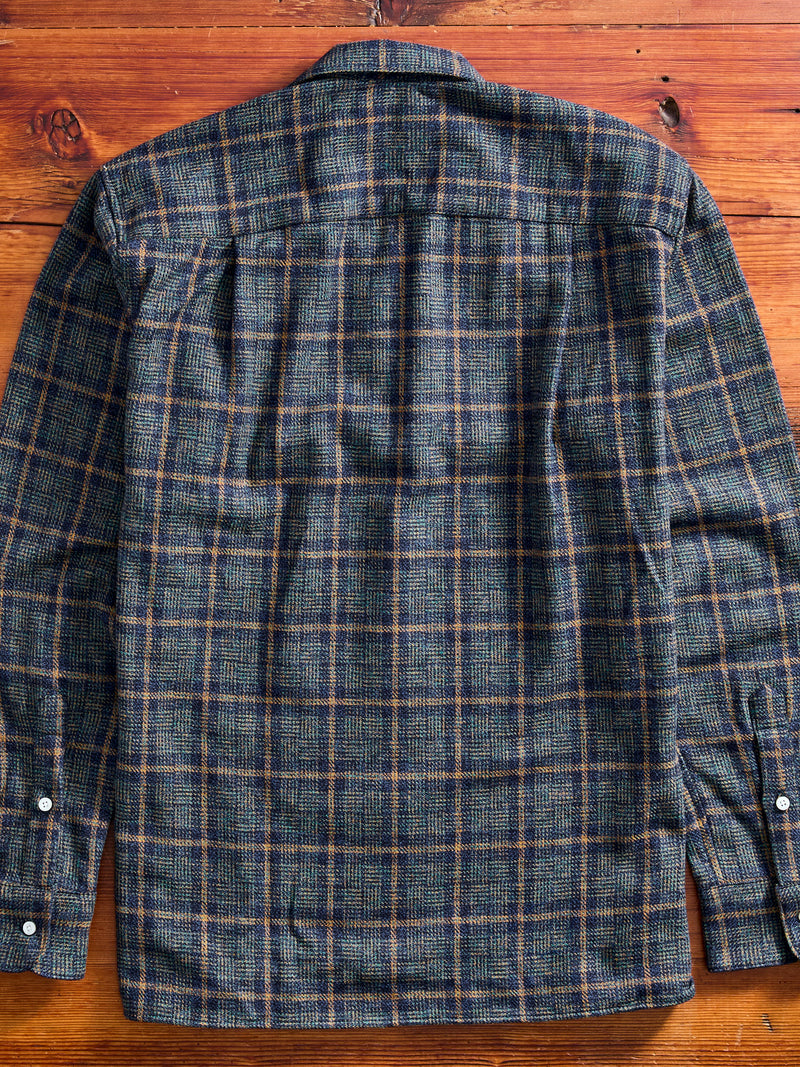 Cotton Tweed Camp Shirt in Blue
