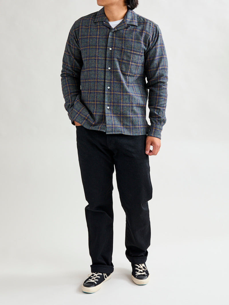 Cotton Tweed Camp Shirt in Blue