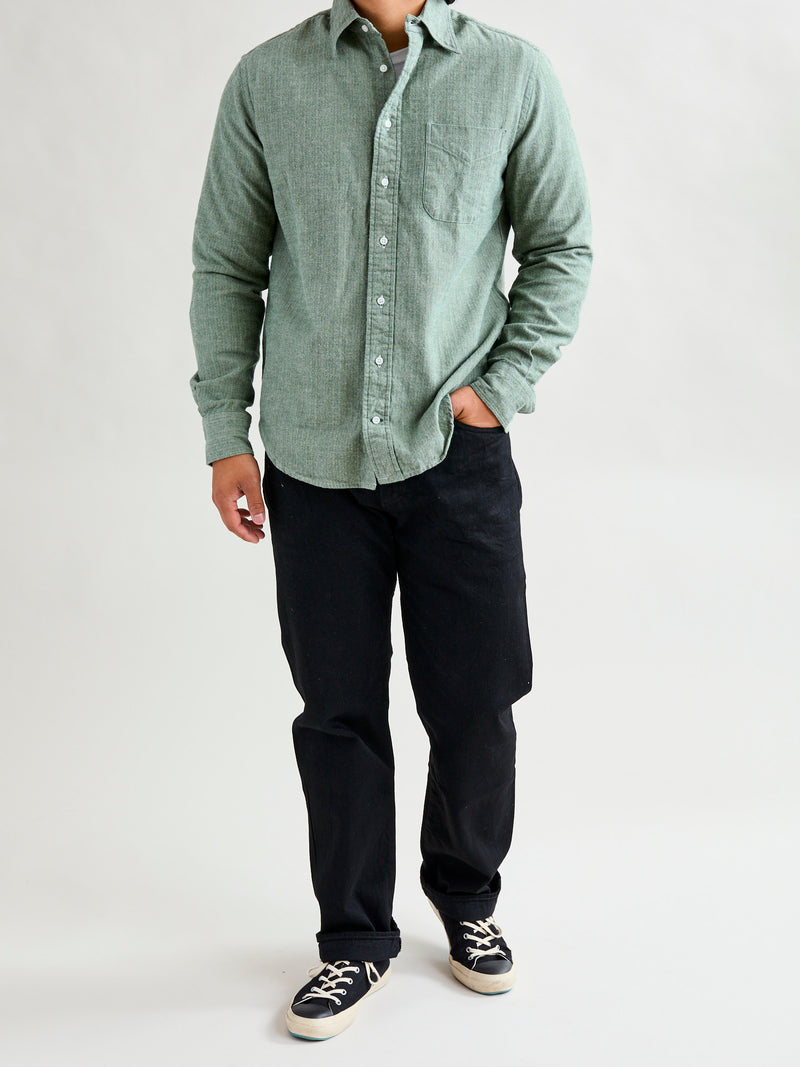 Shetland Herringbone Flannel in Basil