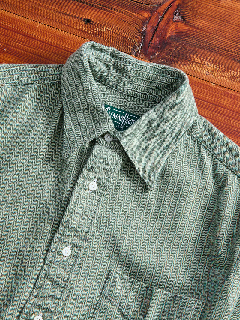 Shetland Herringbone Flannel in Basil