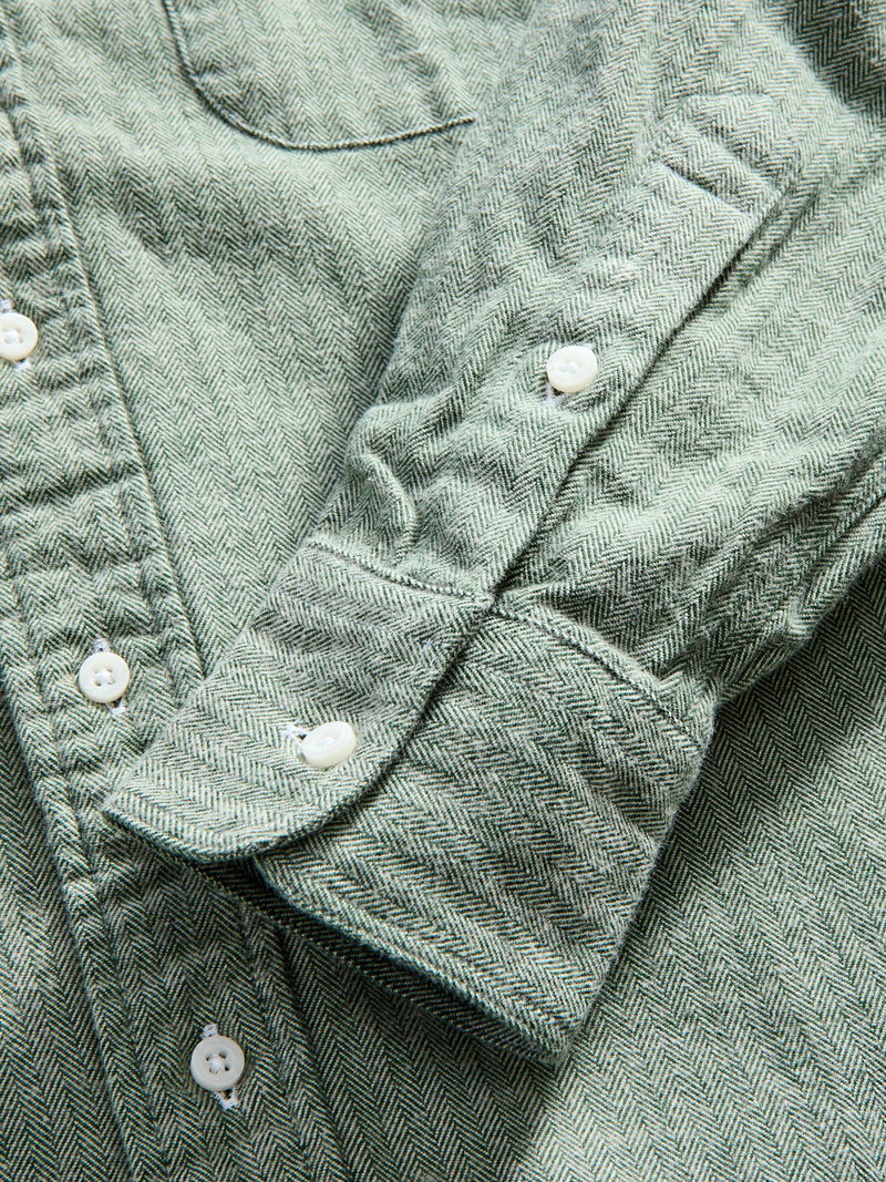 Shetland Herringbone Flannel in Basil