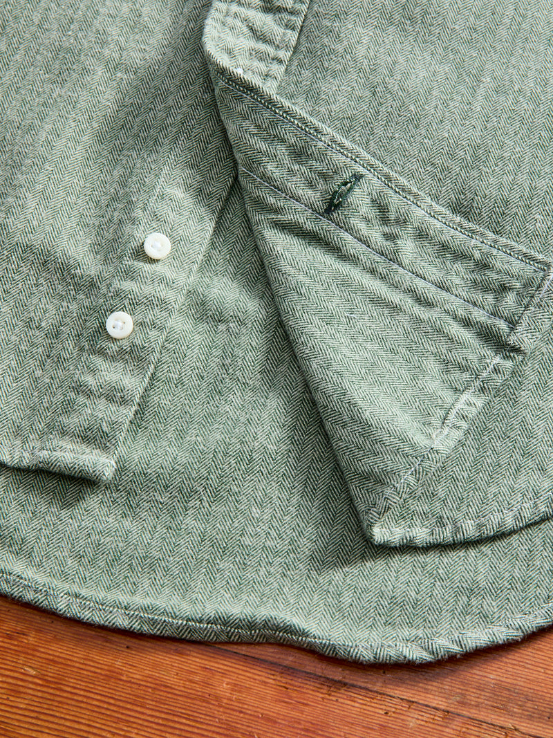 Shetland Herringbone Flannel in Basil