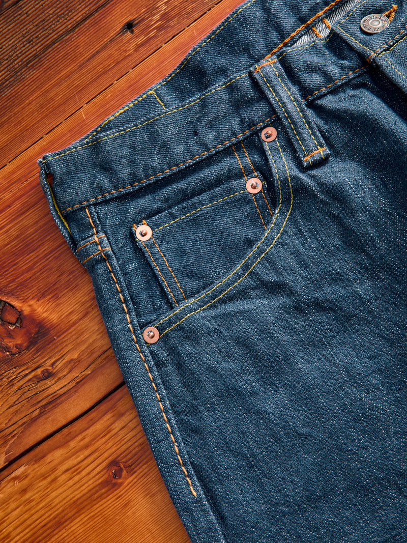 SMBL-019 "Smokey Blue" 14oz Rinsed Selvedge Denim - Relaxed Tapered Fit