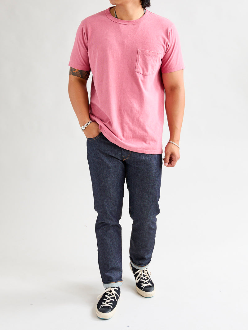 Pigment Dyed Pocket Tee in Red Grey