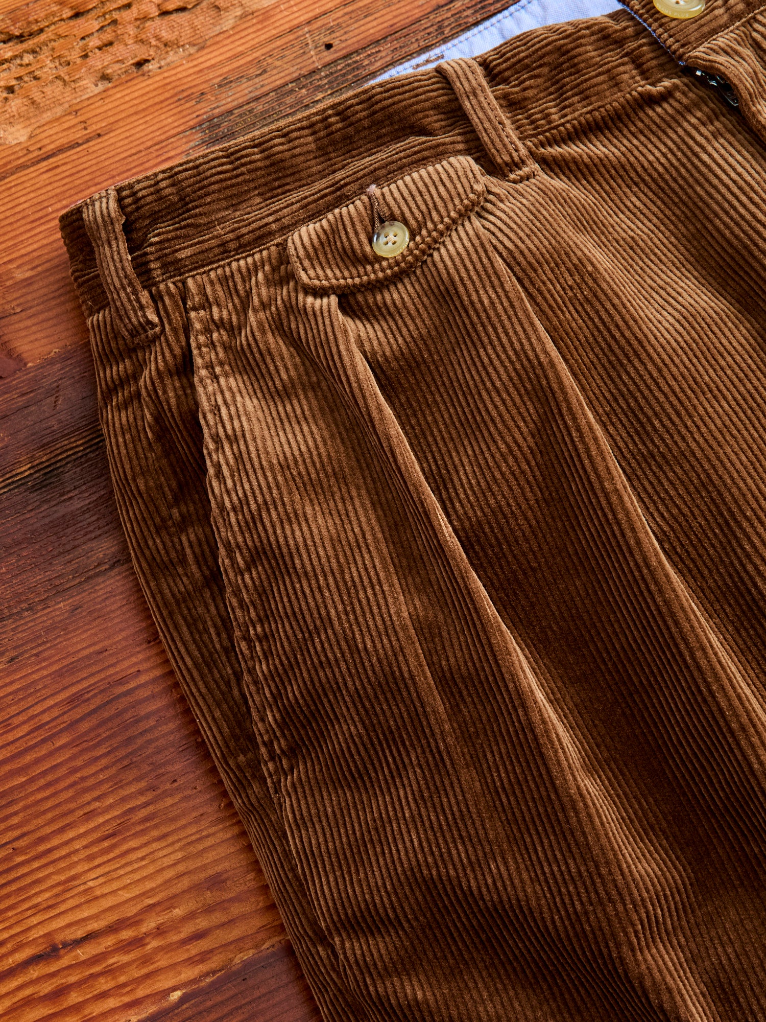 2-Pleat Corduroy Trousers in Golden Brown – Blue Owl Workshop