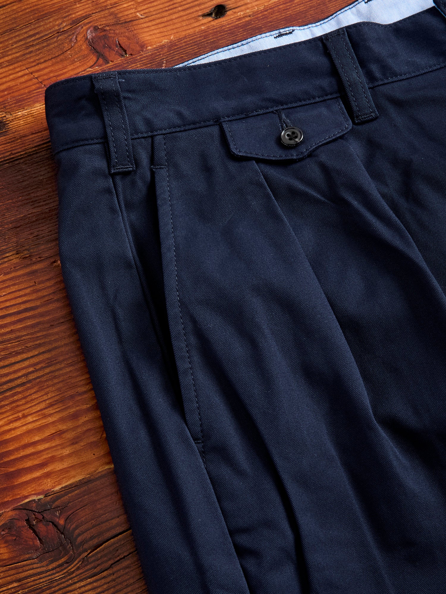 2-Pleat Twill Trousers in Navy – Blue Owl Workshop