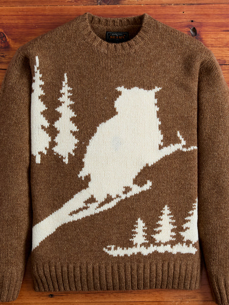 Intarsia 3-Gauge Crewneck Sweater in Brown – Blue Owl Workshop