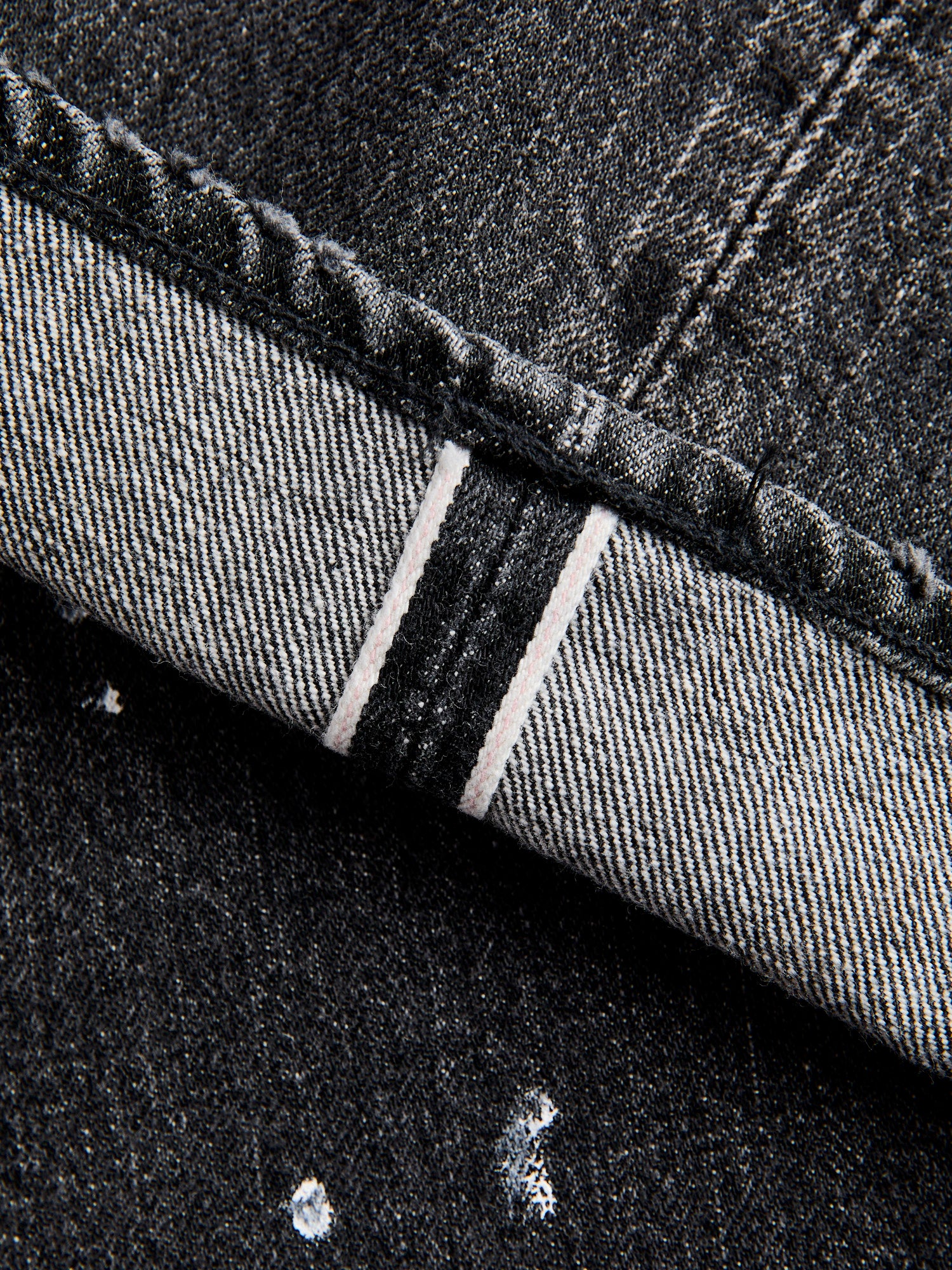 1101BKHW 13.7oz Washed Black Selvedge Denim - Classic Straight Fit