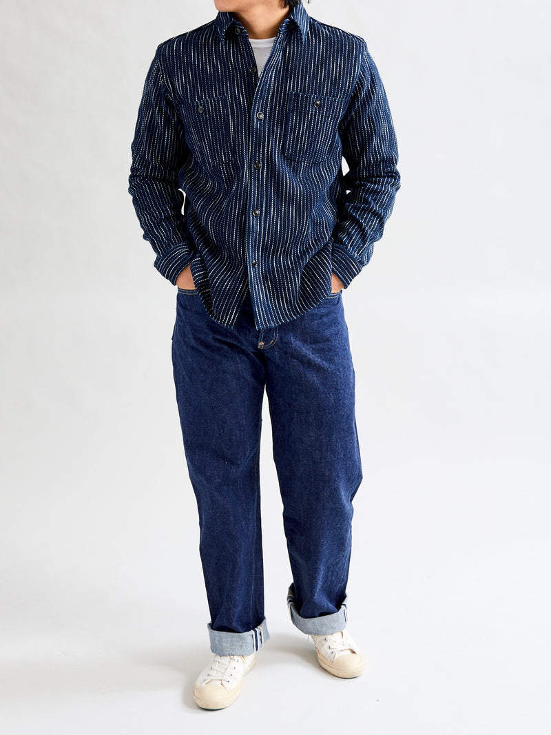 5709 "Rain Kasuri" Work Shirt in Indigo Sashiko