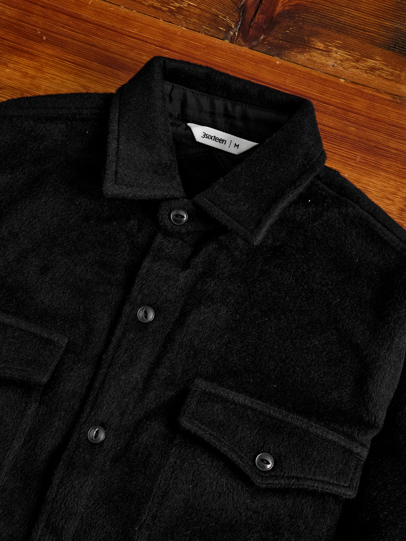 USN Overshirt in Black Wool Angora