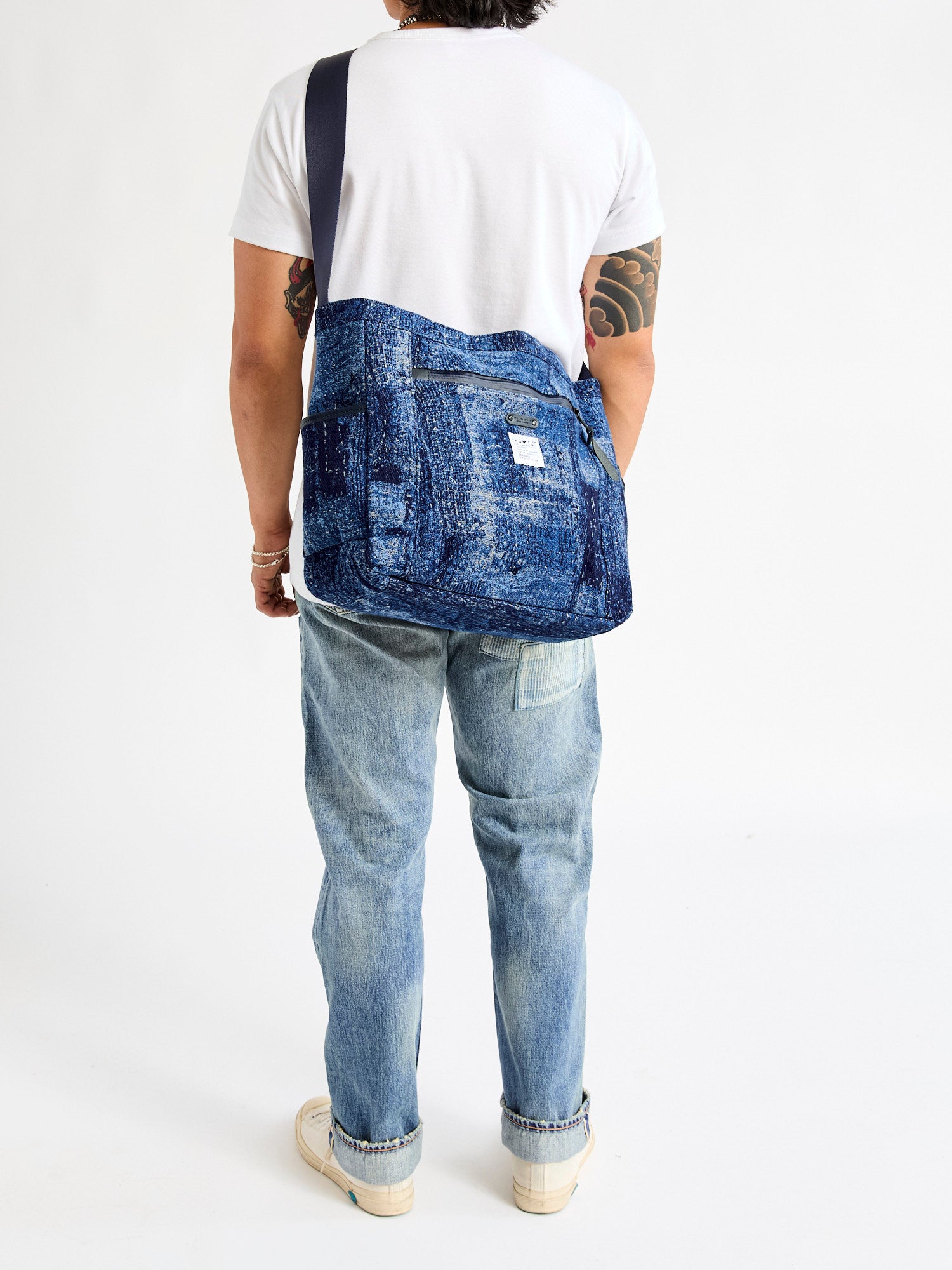 FDMTL x Master-Piece Boro Jacquard Shoulder Bag in Indigo – Blue