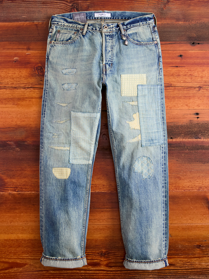 MG118 Boro Repair Selvedge Denim Classic Straight Fit – Blue Owl