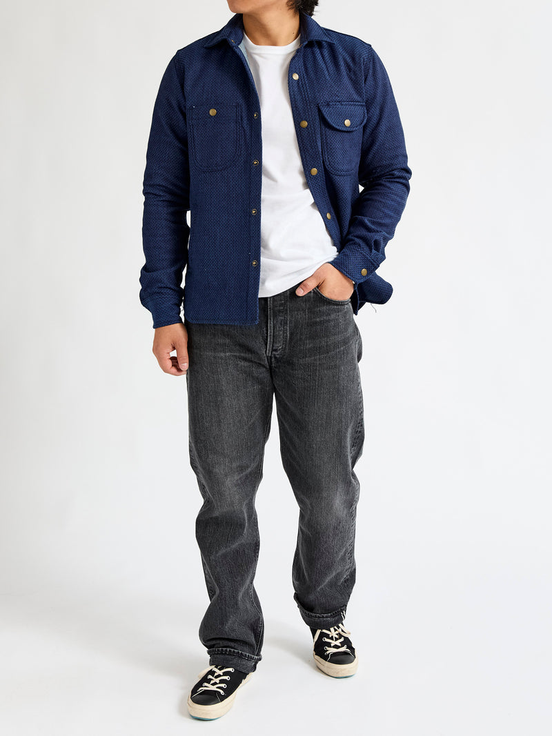 15oz Sashiko Service Shirt in Indigo