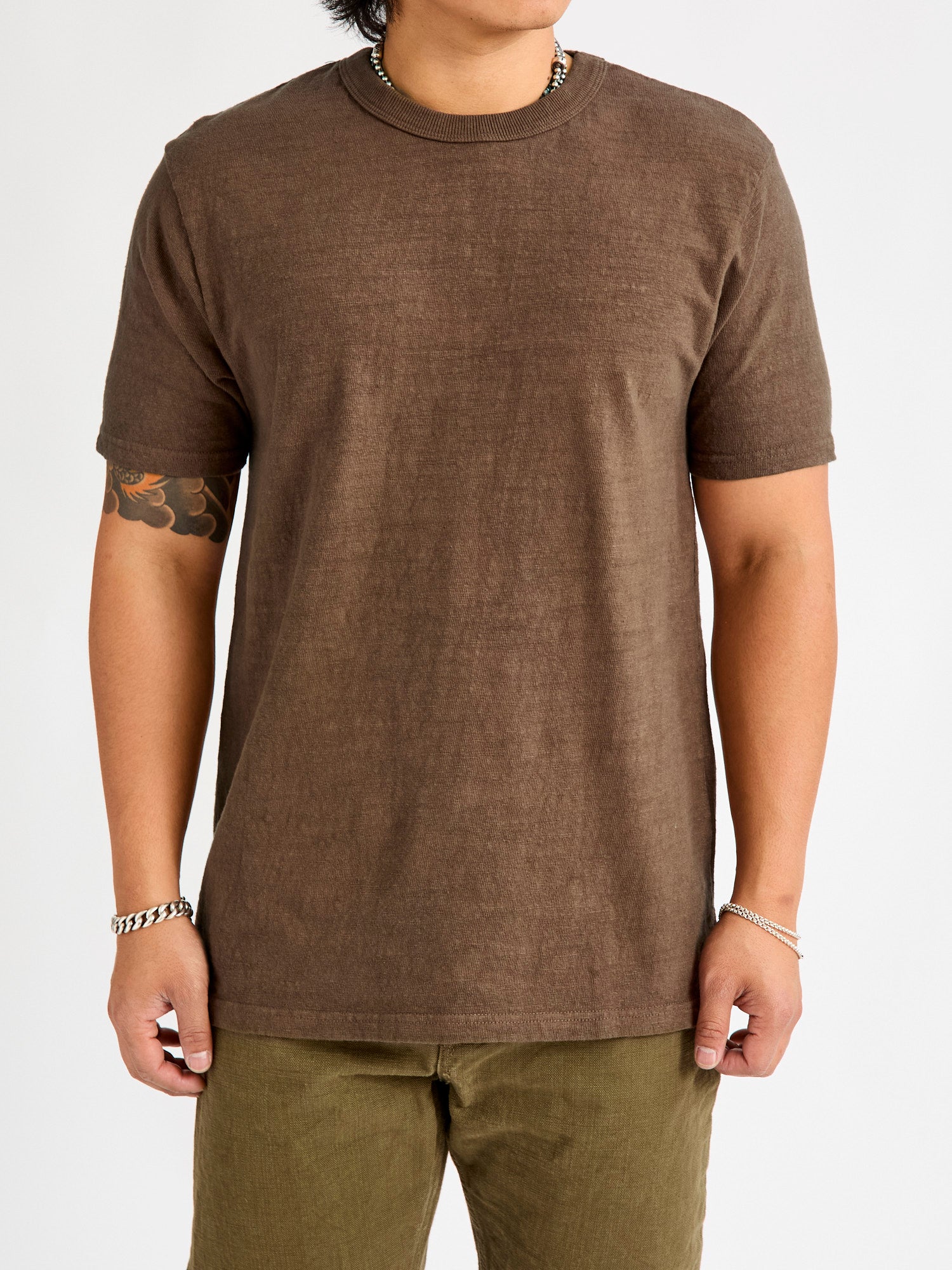 No. 8 Slub Nep Short Sleeve T-Shirt in Brown – Blue Owl Workshop