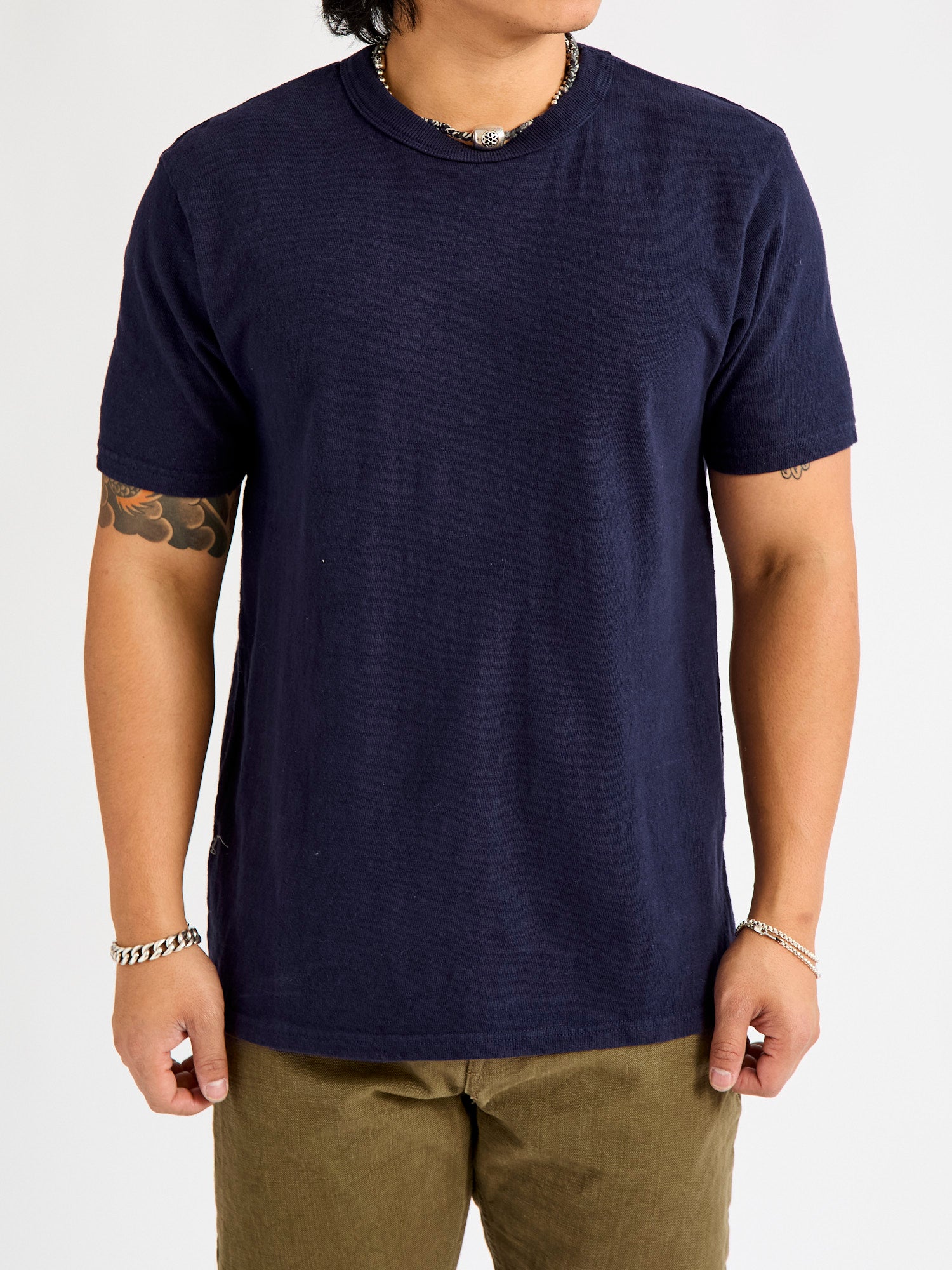 No. 8 Slub Nep Short Sleeve T-Shirt in Navy – Blue Owl Workshop