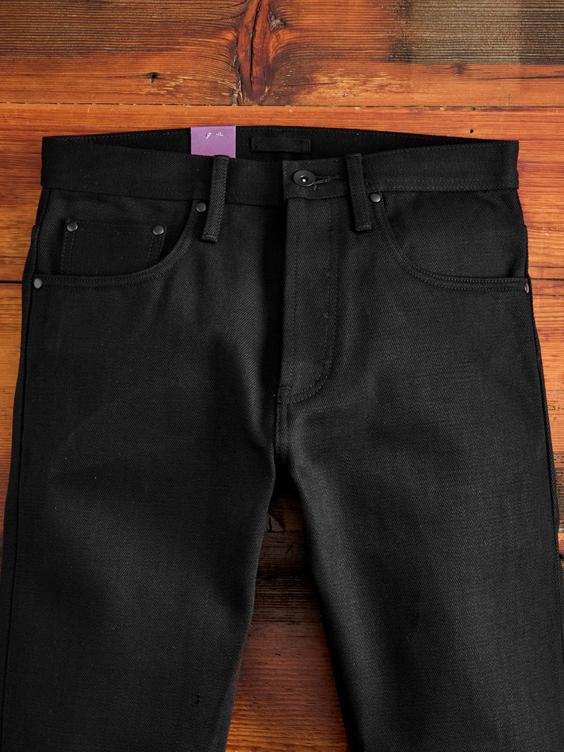 UB642 Heavyweight Solid Black 21oz Selvedge Denim - Relaxed Tapered Fit