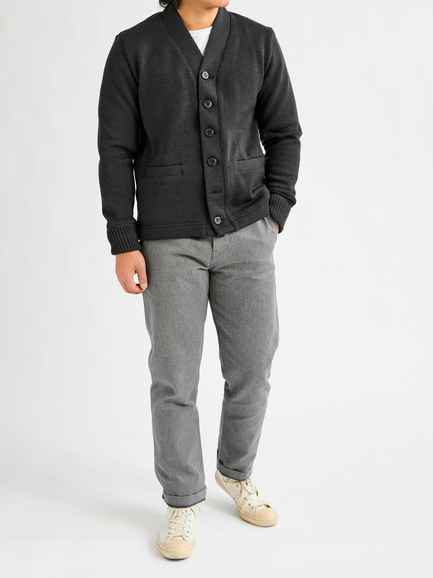 Classic Cardigan in Dark Charcoal – Blue Owl Workshop