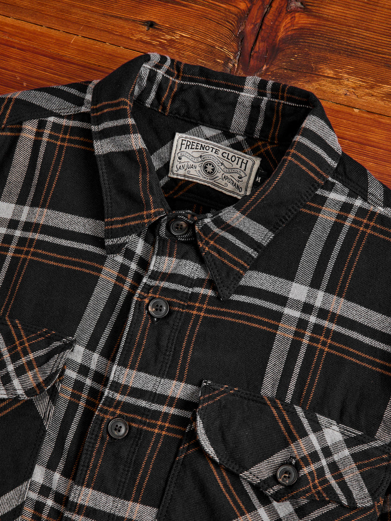 Utility Work Shirt in Black Plaid