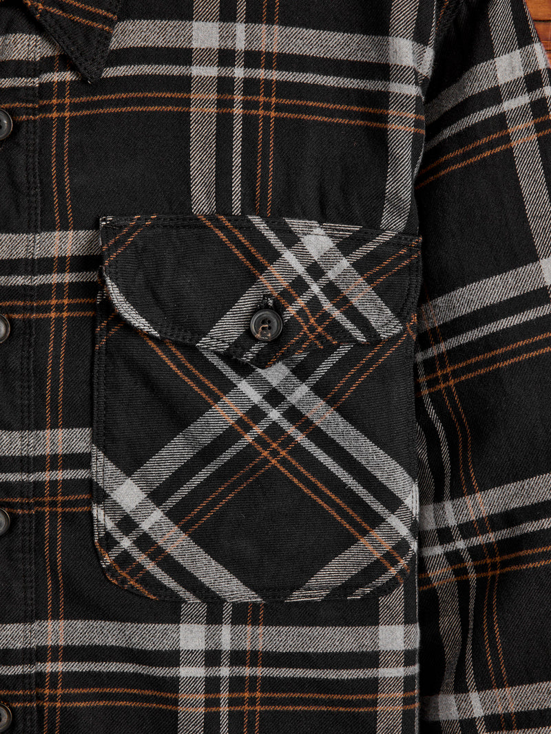 Utility Work Shirt in Black Plaid
