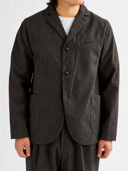 Tailored Sack Jacket in Brown Herringbone