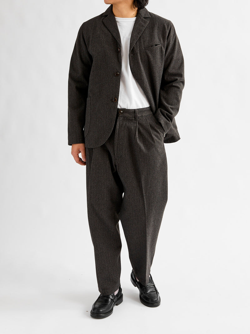 Two-Pleat Suit Trousers in Brown Herringbone