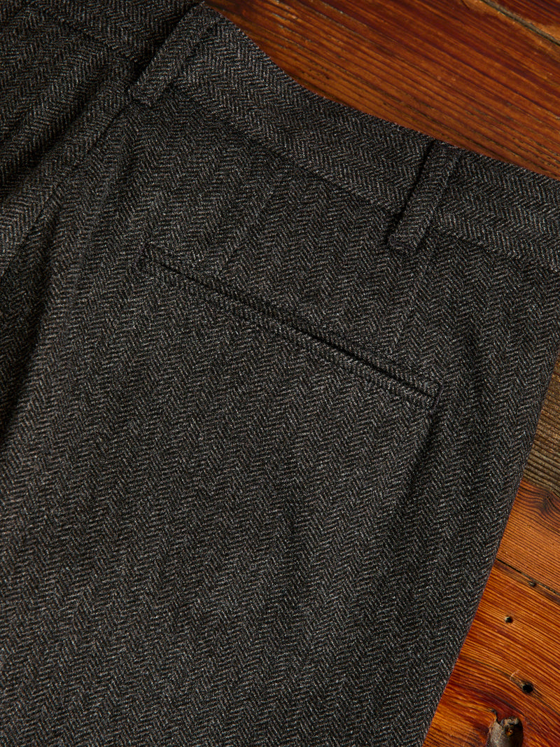 Two-Pleat Suit Trousers in Brown Herringbone