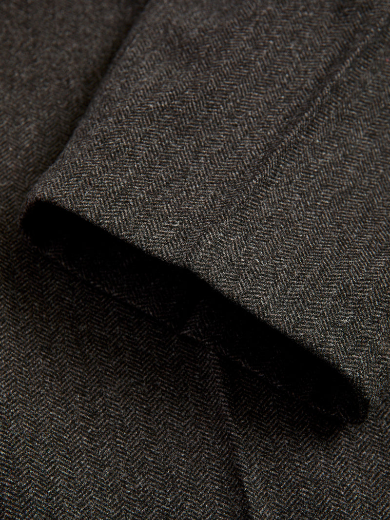 Two-Pleat Suit Trousers in Brown Herringbone