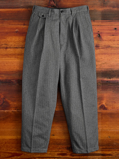 Two-Pleat Suit Trousers in White Herringbone