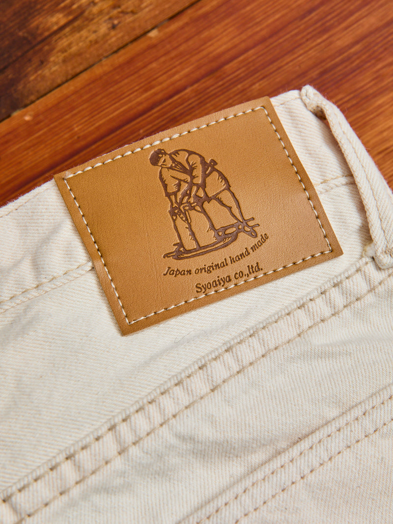 1172-1 "Ecru Beige" 14oz Rinsed Selvedge Denim - Regular Straight Fit
