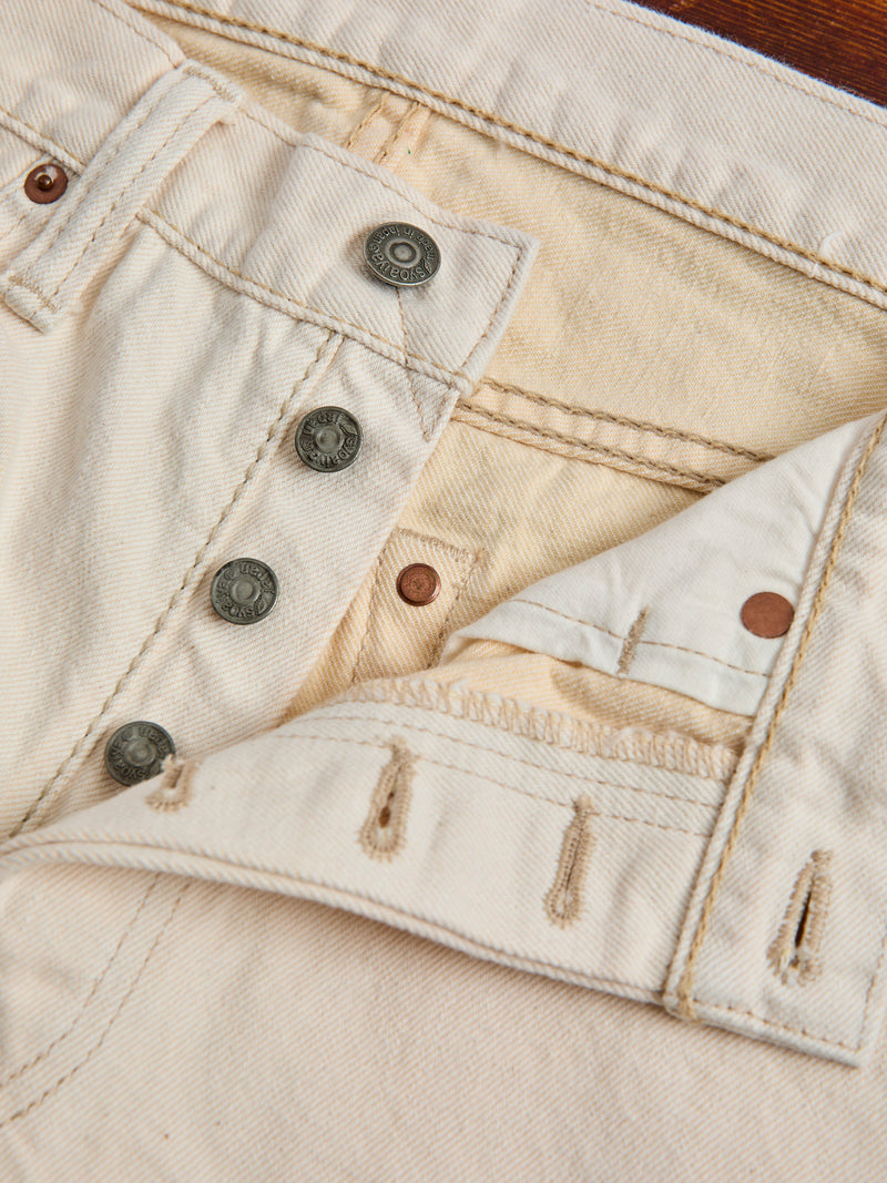 1172-1 "Ecru Beige" 14oz Rinsed Selvedge Denim - Regular Straight Fit